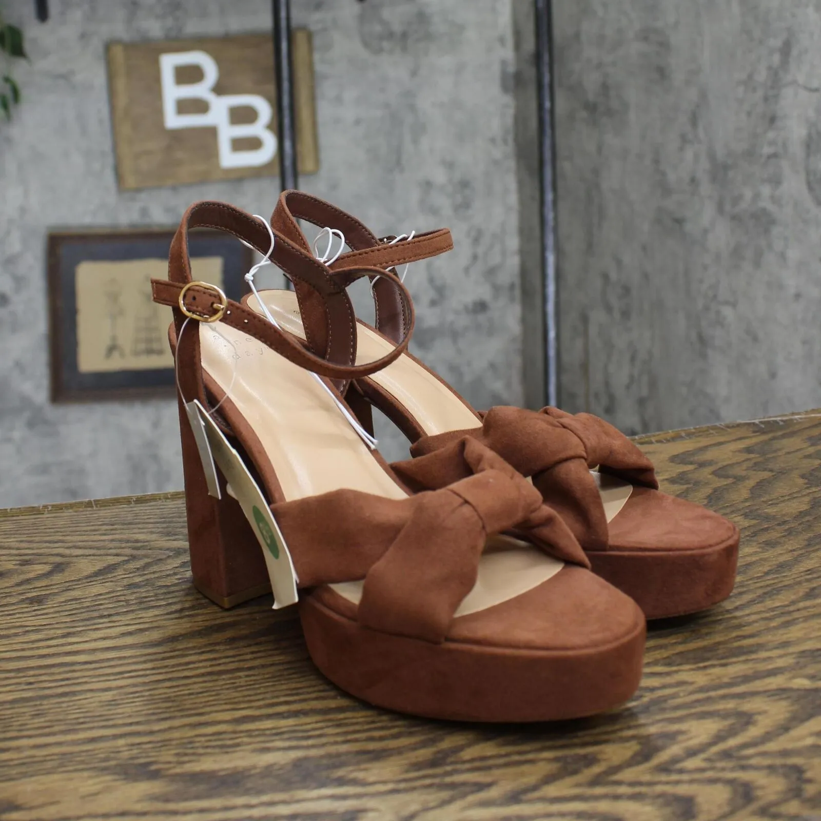 A New Day Womens Riah Platform Heels with Memory Foam Insole 88075193 Brown 8.5M