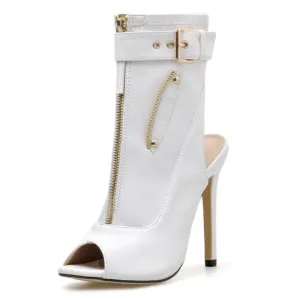 Ankle Boots Buckle Strap Peep Toe Hollow Out Thin High Heels