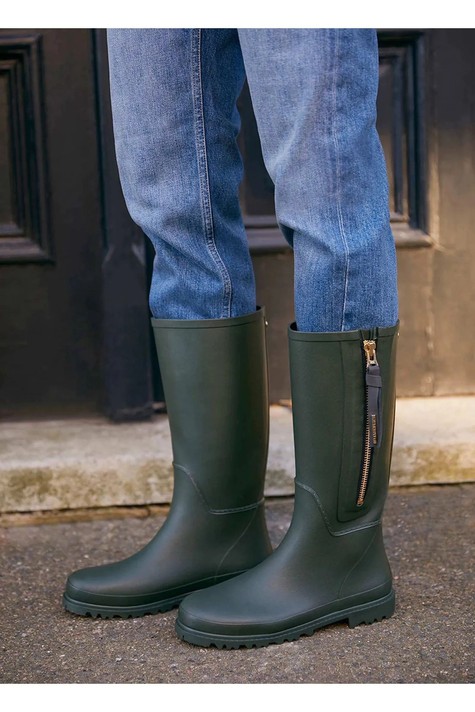 April Khaki Zip Wellies