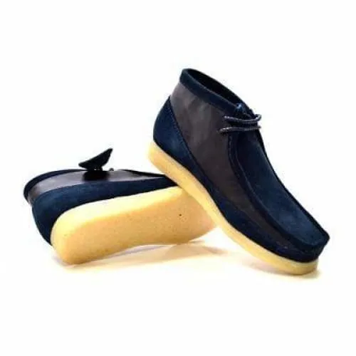 British Walkers Walker 100 Wallabee Boots Men's Navy Blue Suede and Leather