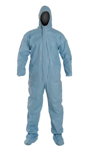 Coveralls - DuPont ProShield® 6 SFR Standard Fit Hood, Stormflap, Elastic Wrists, Attached Socks, Serged Seams, Blue (Case of 25) TM122S