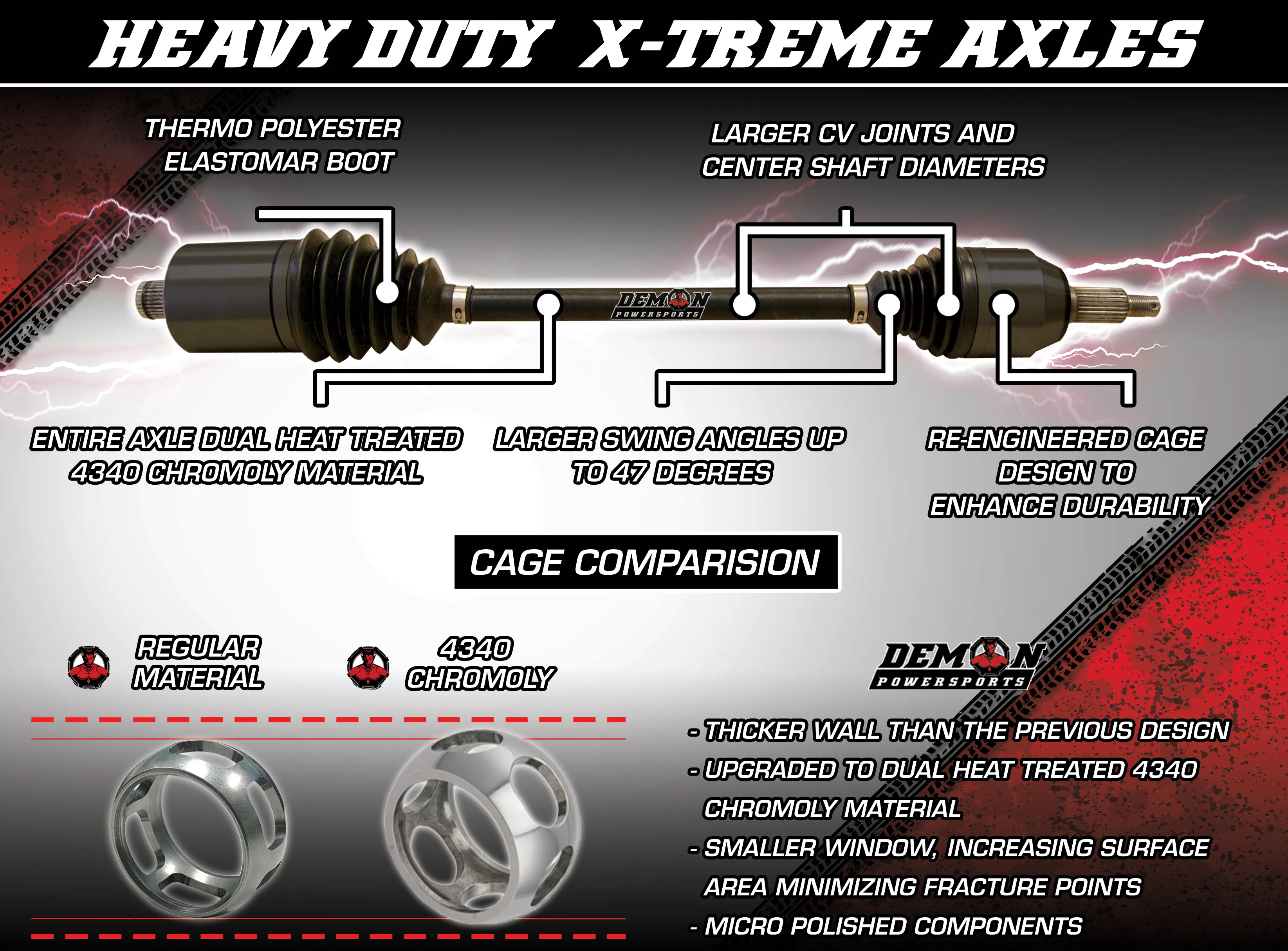 DEMON AXLES - 2018  Polaris RZR XP Turbo S X-Treme HD Axles