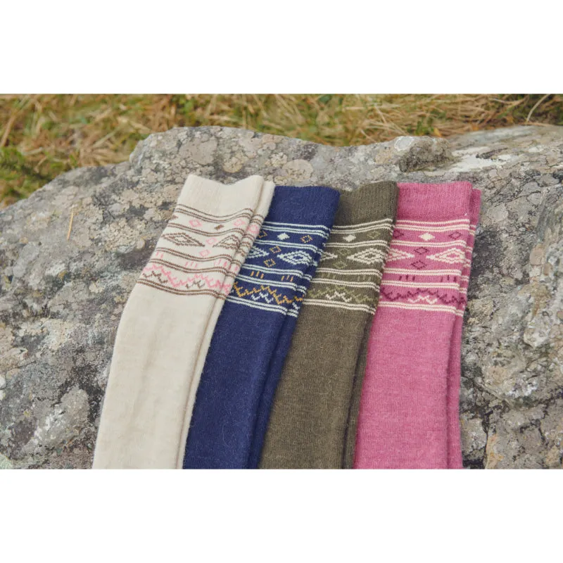 Dubarry Rolestown Fairisle Ladies Alpaca Boot Socks - Olive