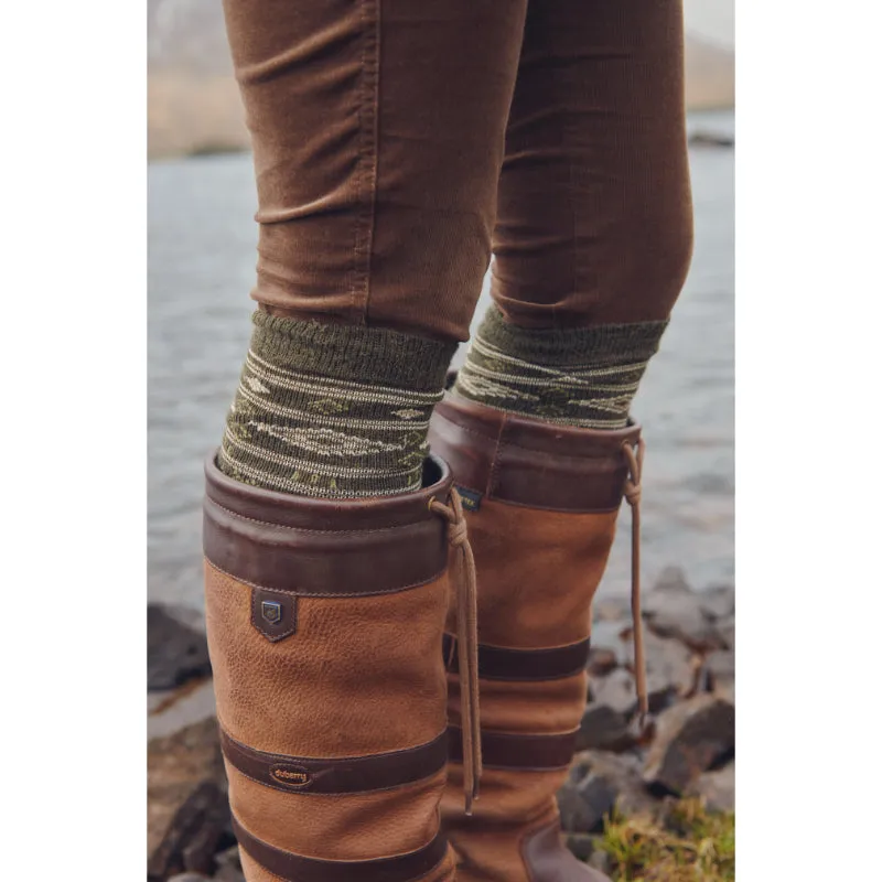 Dubarry Rolestown Fairisle Ladies Alpaca Boot Socks - Olive