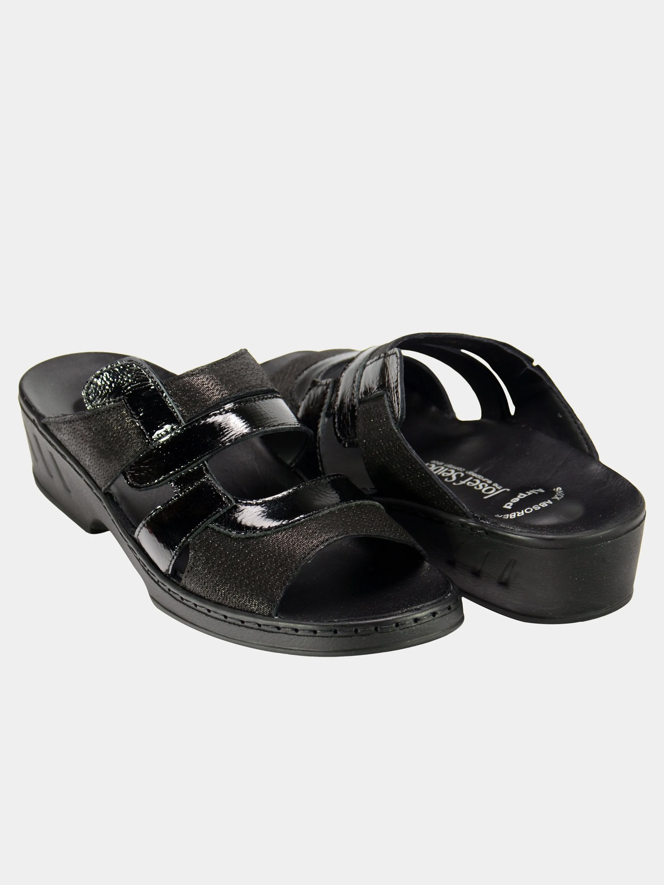 Josef Seibel Women Patent Strap Slider Leather Sandals