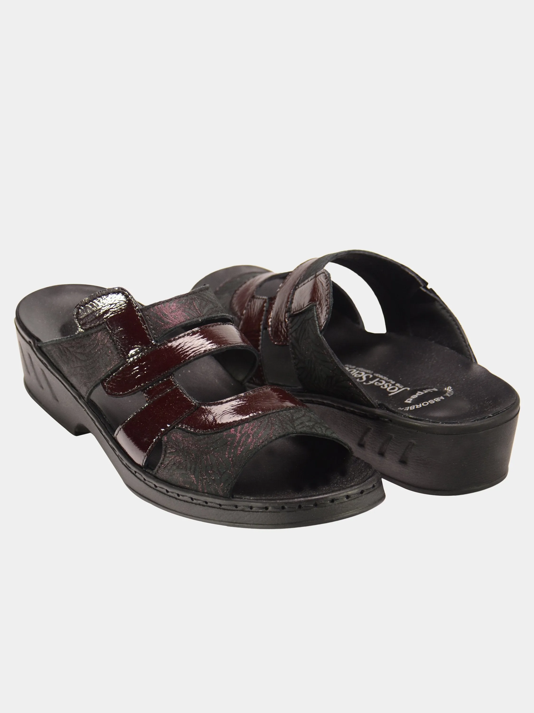 Josef Seibel Women Patent Strap Slider Leather Sandals