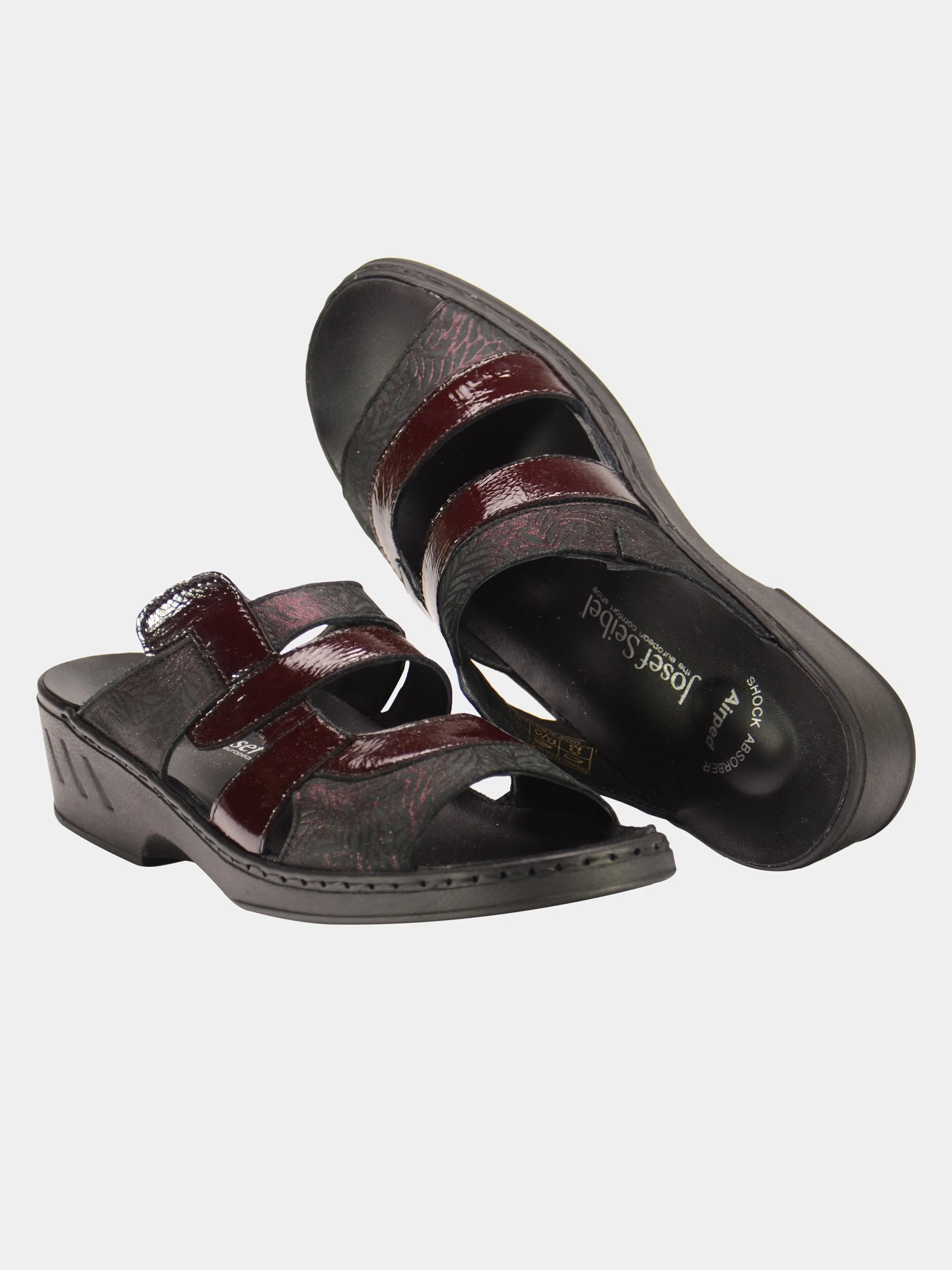 Josef Seibel Women Patent Strap Slider Leather Sandals