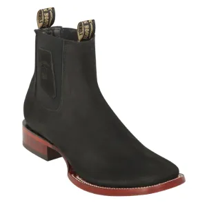 Los Altos Boots Mens #82BE6305 Charro Short Boots  | Style Nobuk Boots | Color Black