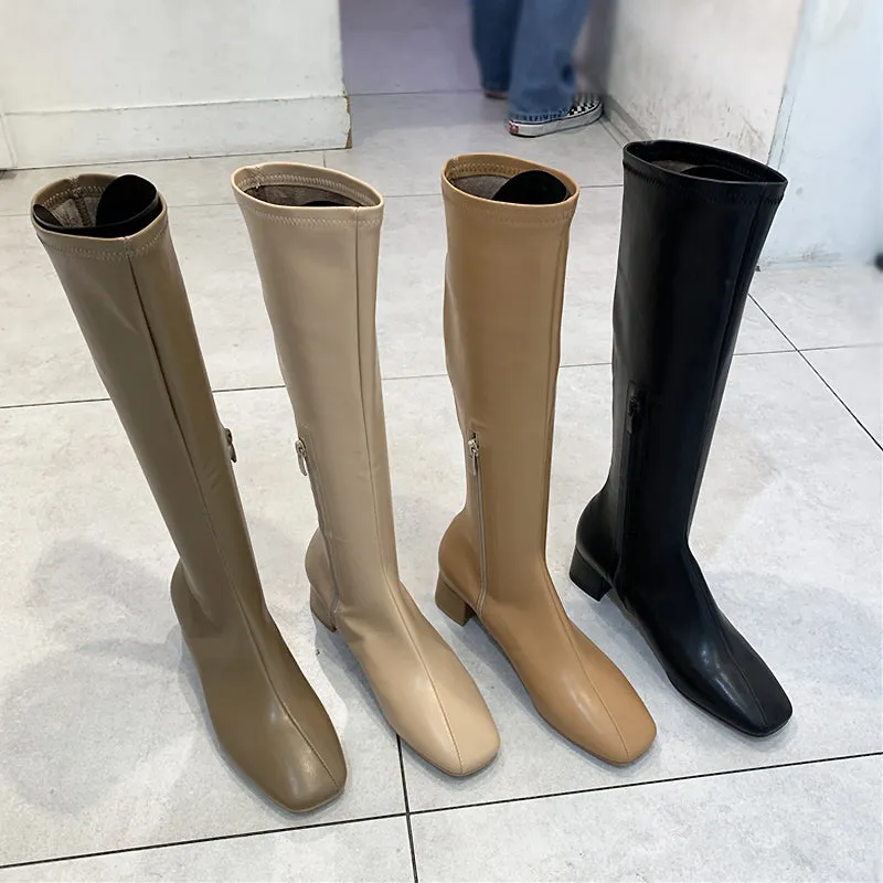 LUXE SEVEN DESIGN SOFT LEATHER KNEE HIGH BOOTS