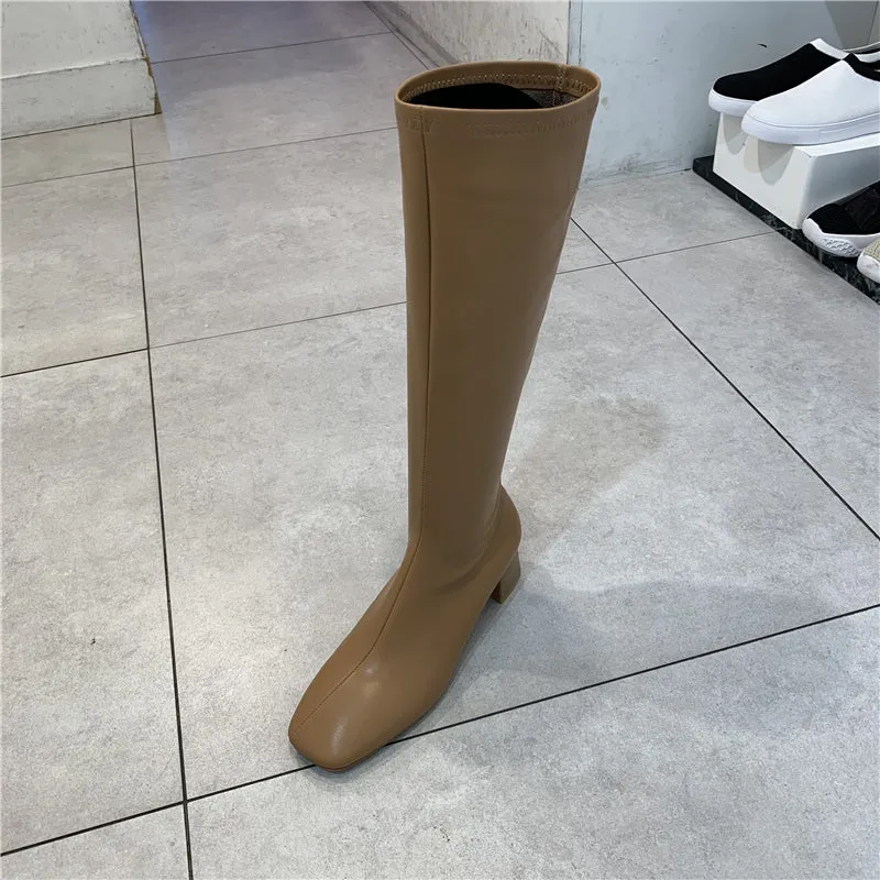 LUXE SEVEN DESIGN SOFT LEATHER KNEE HIGH BOOTS