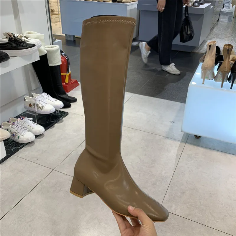 LUXE SEVEN DESIGN SOFT LEATHER KNEE HIGH BOOTS