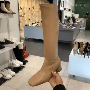 LUXE SEVEN DESIGN SOFT LEATHER KNEE HIGH BOOTS
