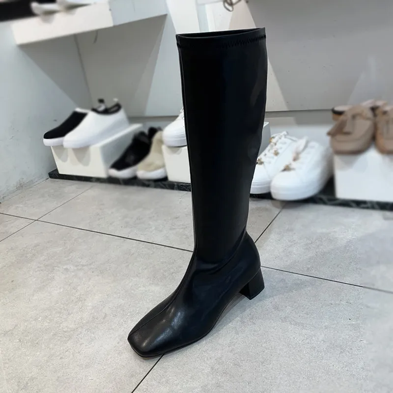 LUXE SEVEN DESIGN SOFT LEATHER KNEE HIGH BOOTS