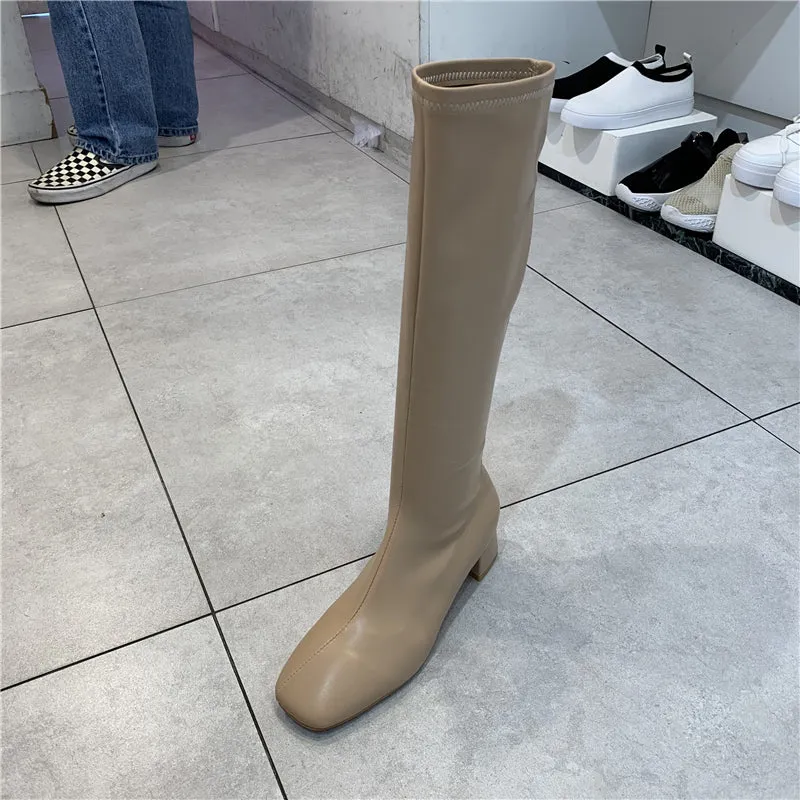 LUXE SEVEN DESIGN SOFT LEATHER KNEE HIGH BOOTS
