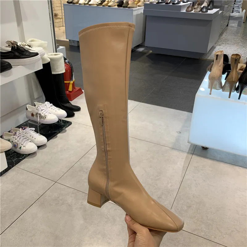LUXE SEVEN DESIGN SOFT LEATHER KNEE HIGH BOOTS