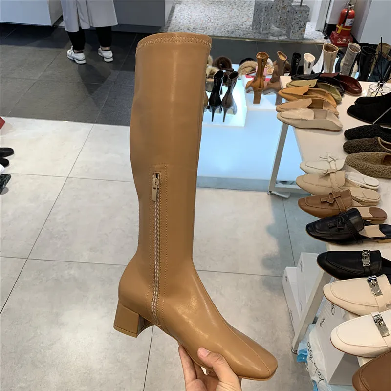LUXE SEVEN DESIGN SOFT LEATHER KNEE HIGH BOOTS