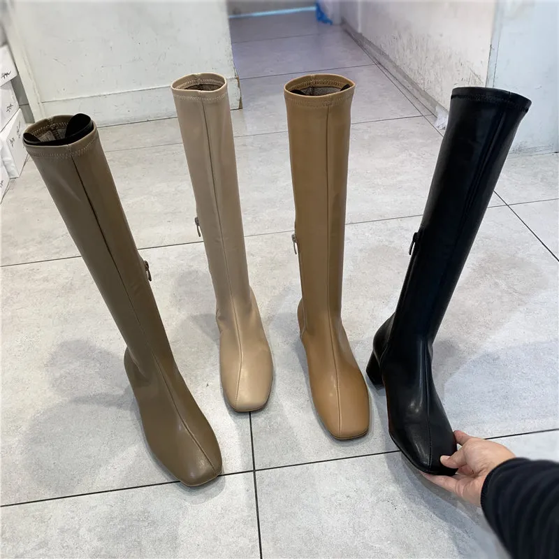 LUXE SEVEN DESIGN SOFT LEATHER KNEE HIGH BOOTS