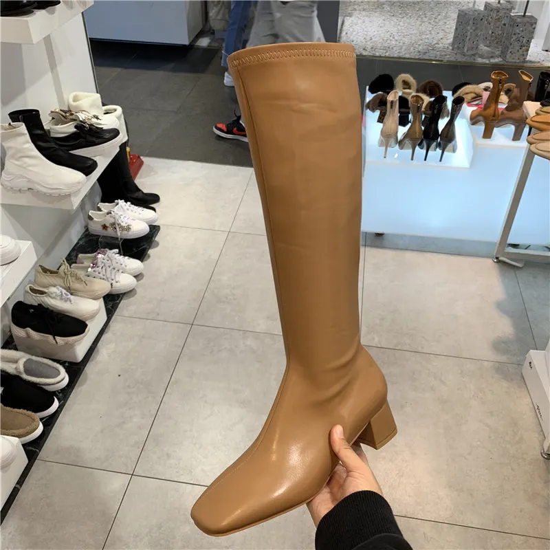LUXE SEVEN DESIGN SOFT LEATHER KNEE HIGH BOOTS