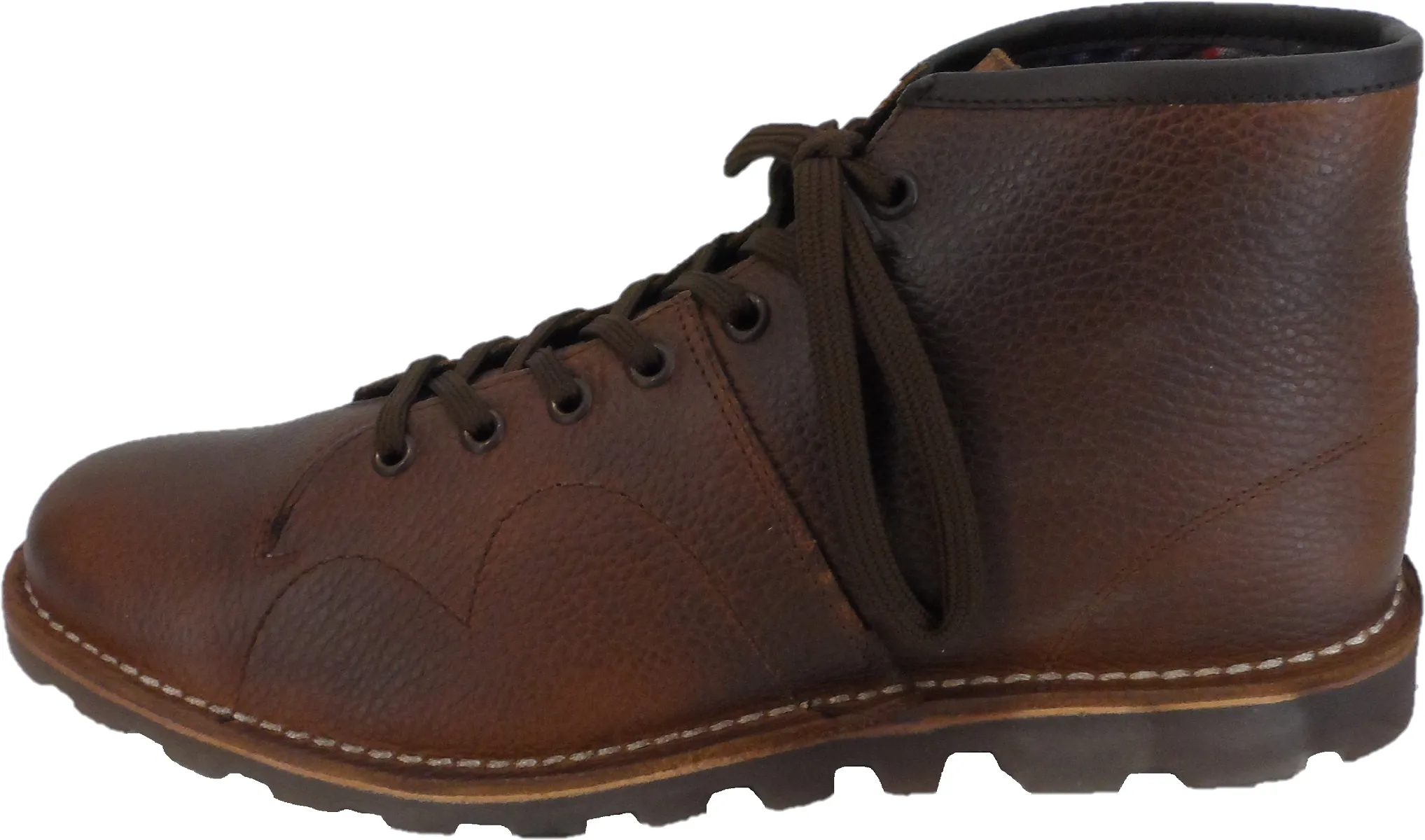 Mens Original 1970's Style Brown Grain Leather Monkey Boots