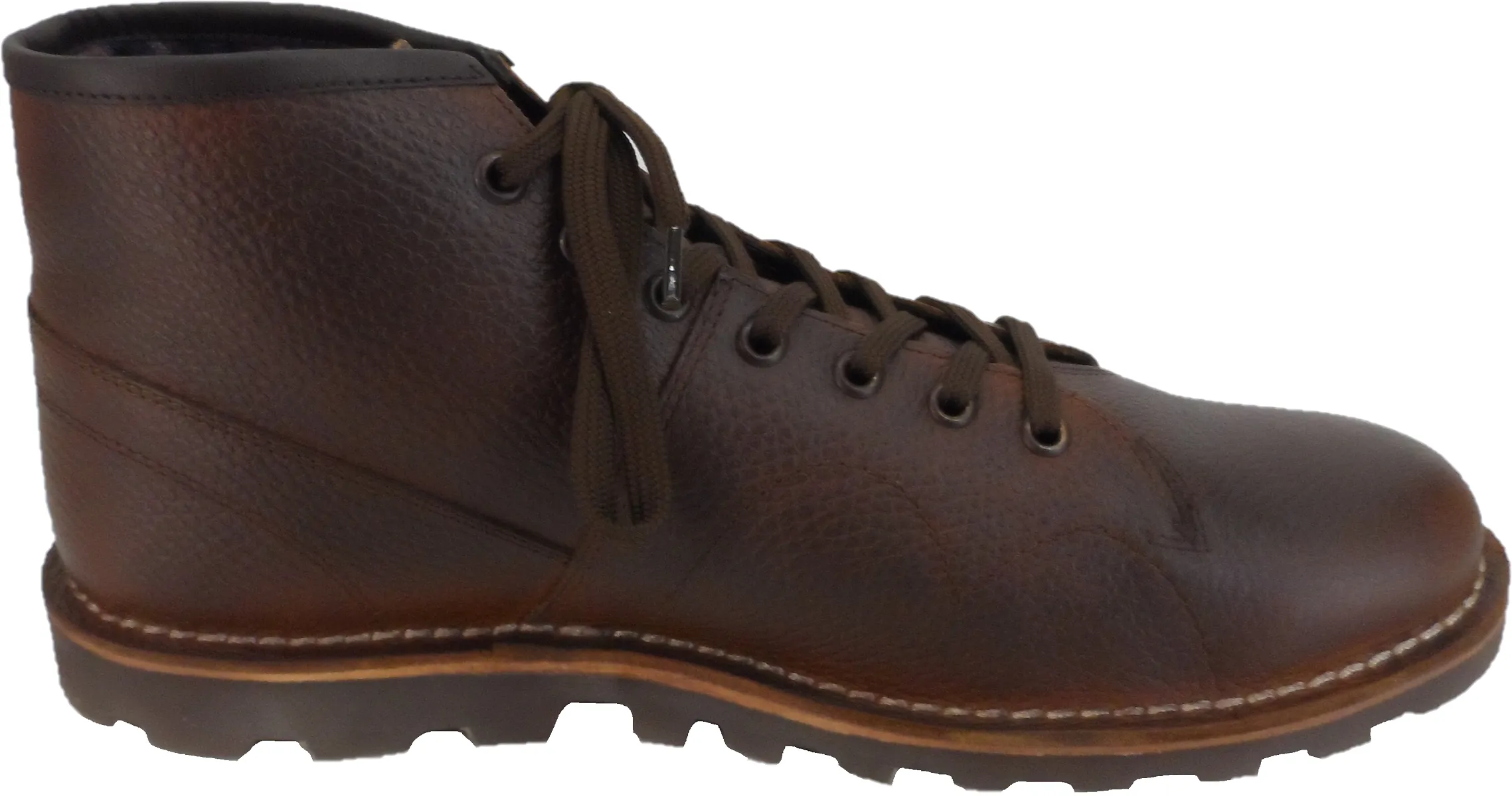 Mens Original 1970's Style Brown Grain Leather Monkey Boots