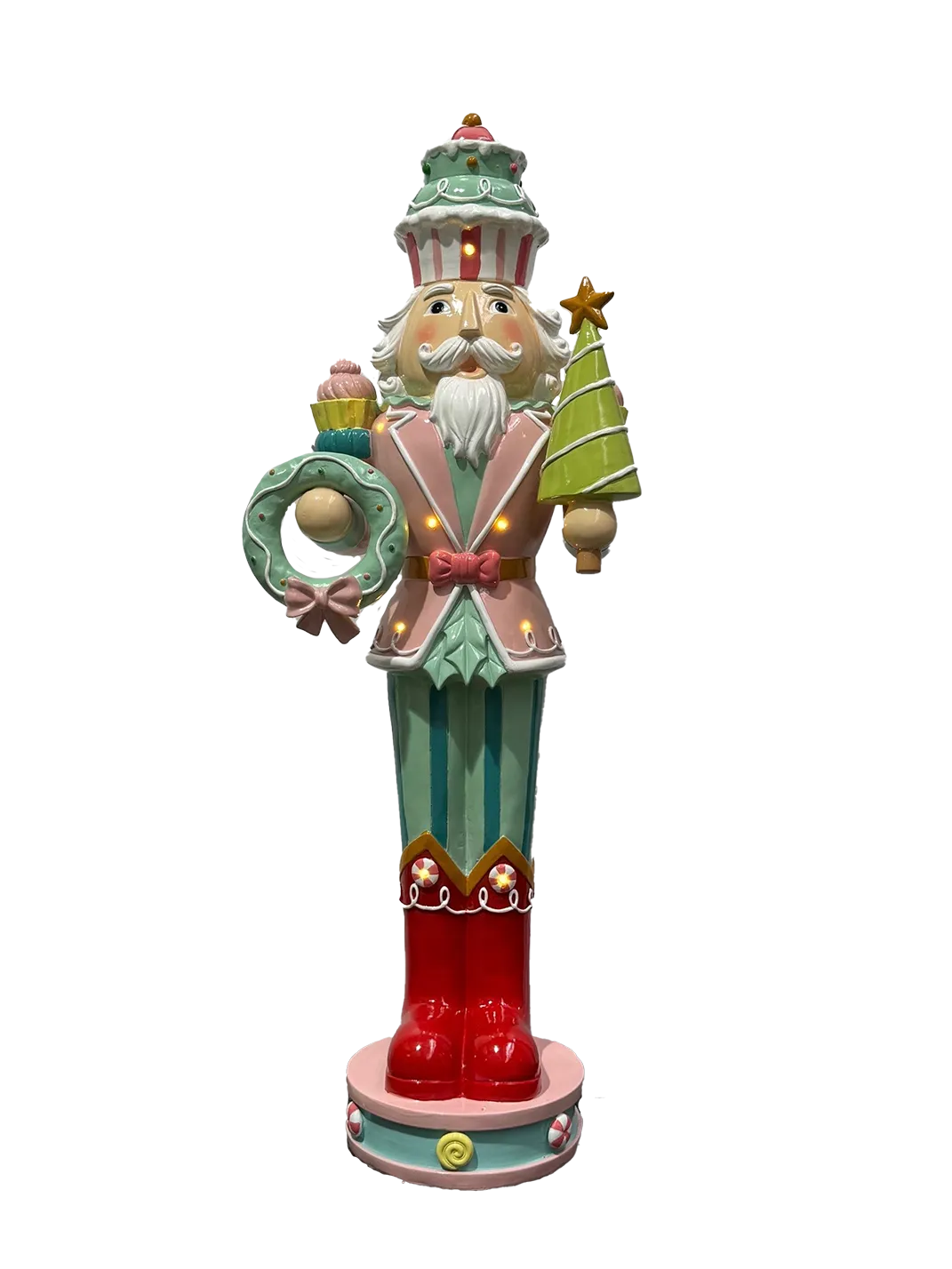 Nutcracker With lights Pink Jacket and Red Boots 107cm
