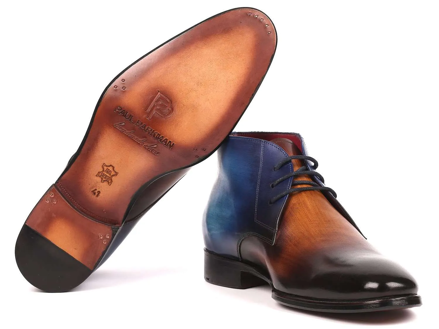 Paul Parkman Men's Brown & Blue Chukka Boots