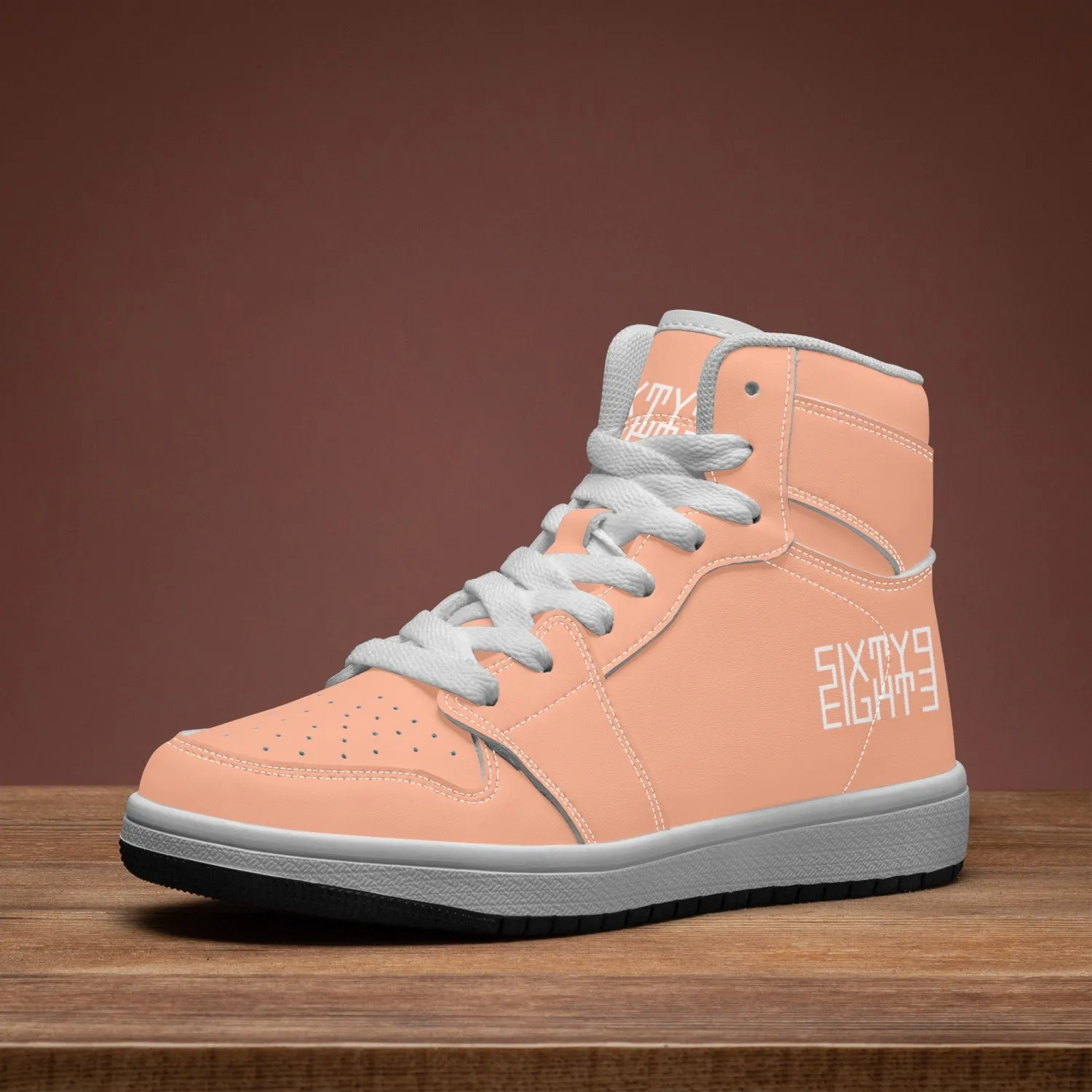 Sixty Eight 93 Logo White Peach Kids High-Top Shoes