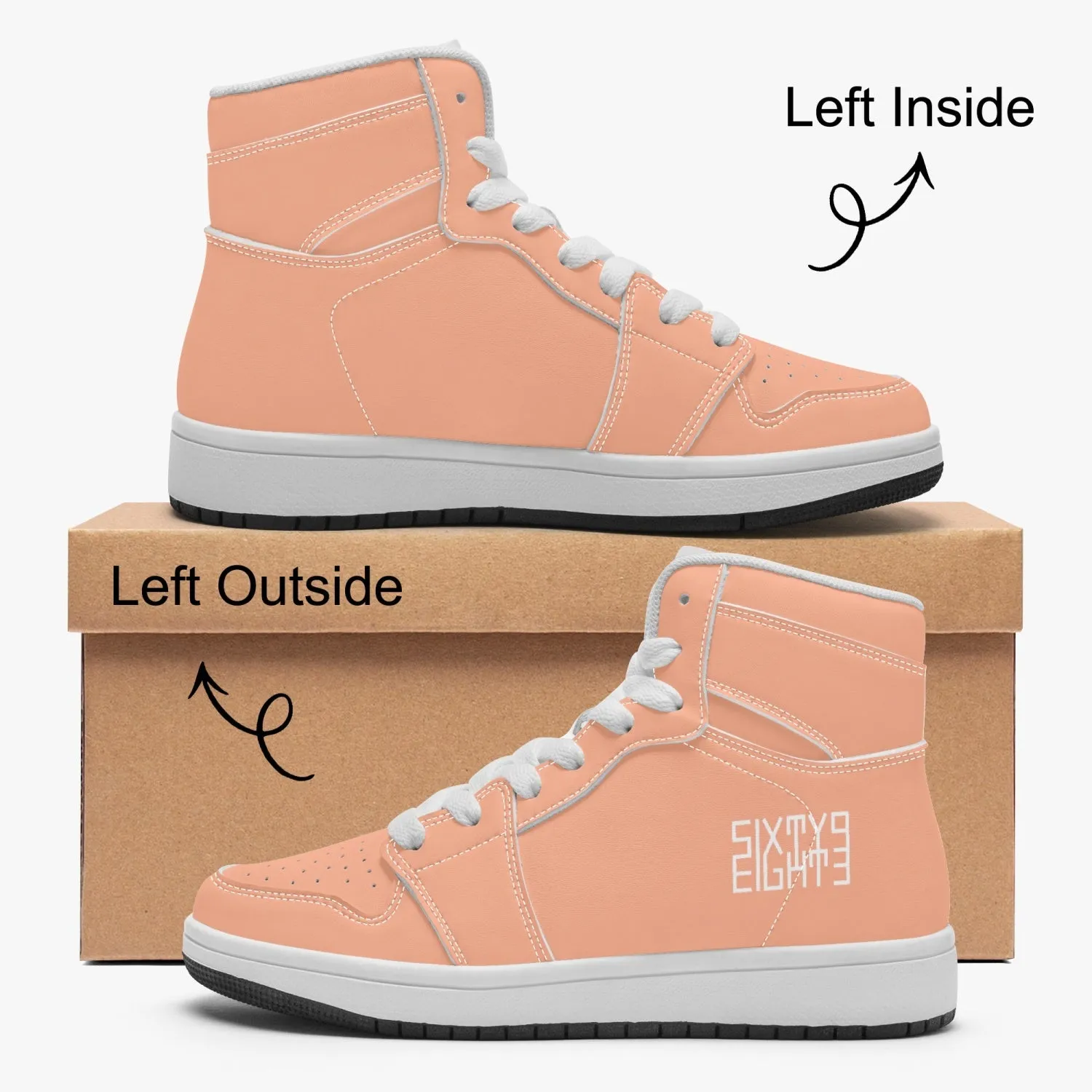 Sixty Eight 93 Logo White Peach Kids High-Top Shoes