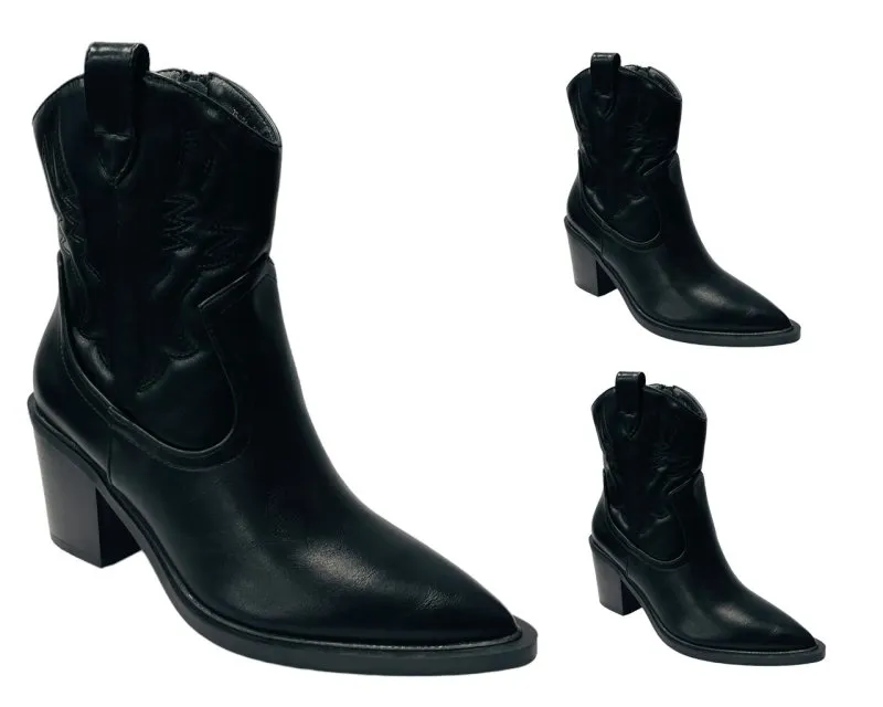 Western Cowboy Embroidered Block Heel Boots