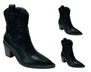 Western Cowboy Embroidered Block Heel Boots