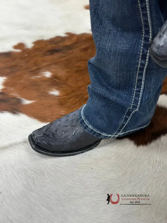 Wild West Dubai Short Boot Ostrich Black