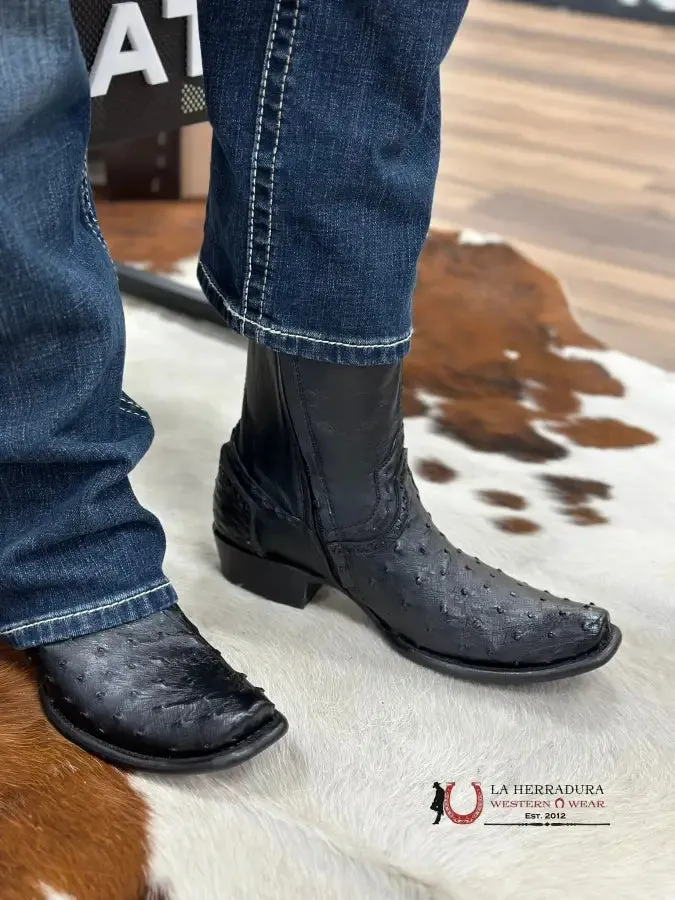Wild West Dubai Short Boot Ostrich Black