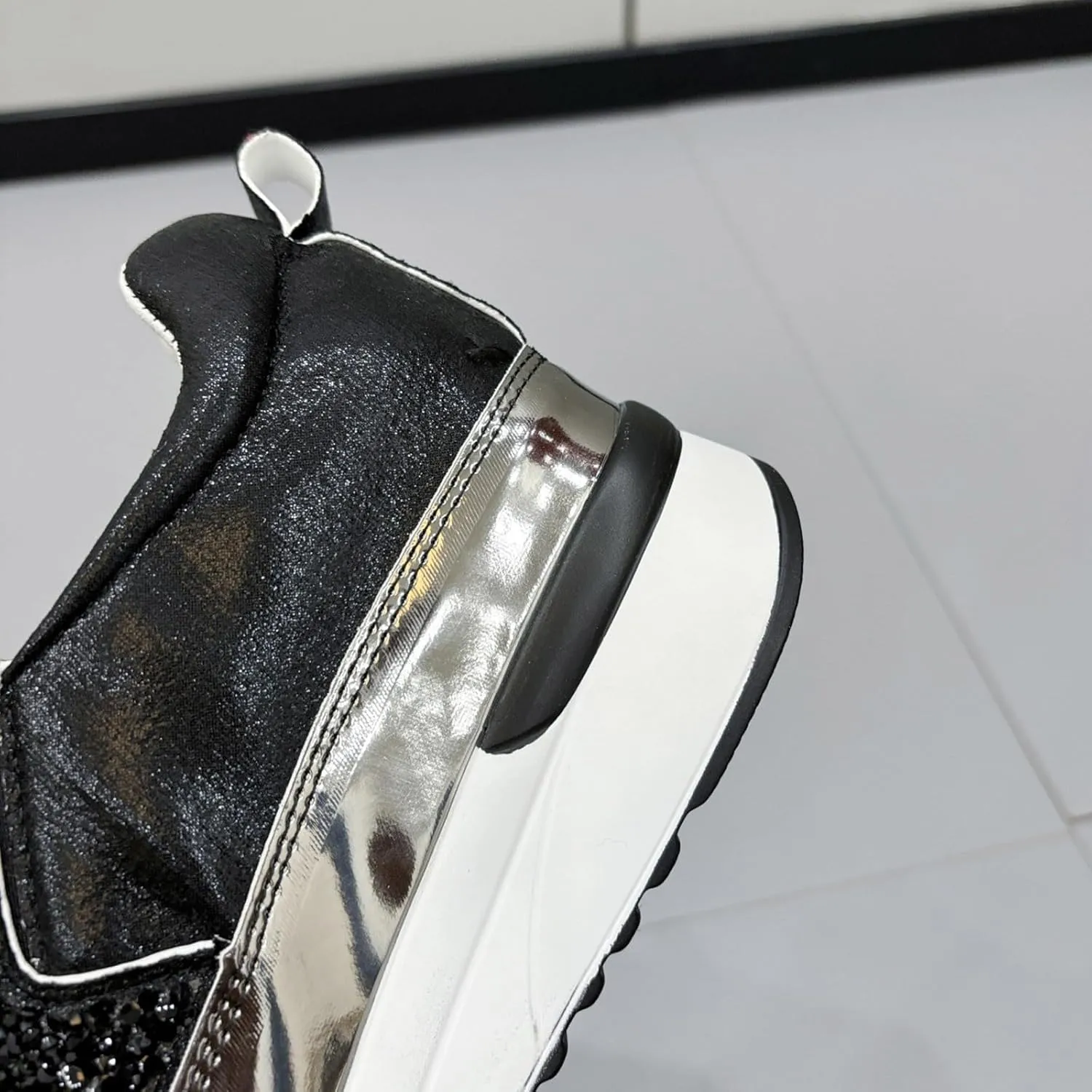 Women's Fashion Workout Shoes High Heel Wedge Sneakers for Women Shiny Running Shoe Casual Slip on Jogging Sneaker